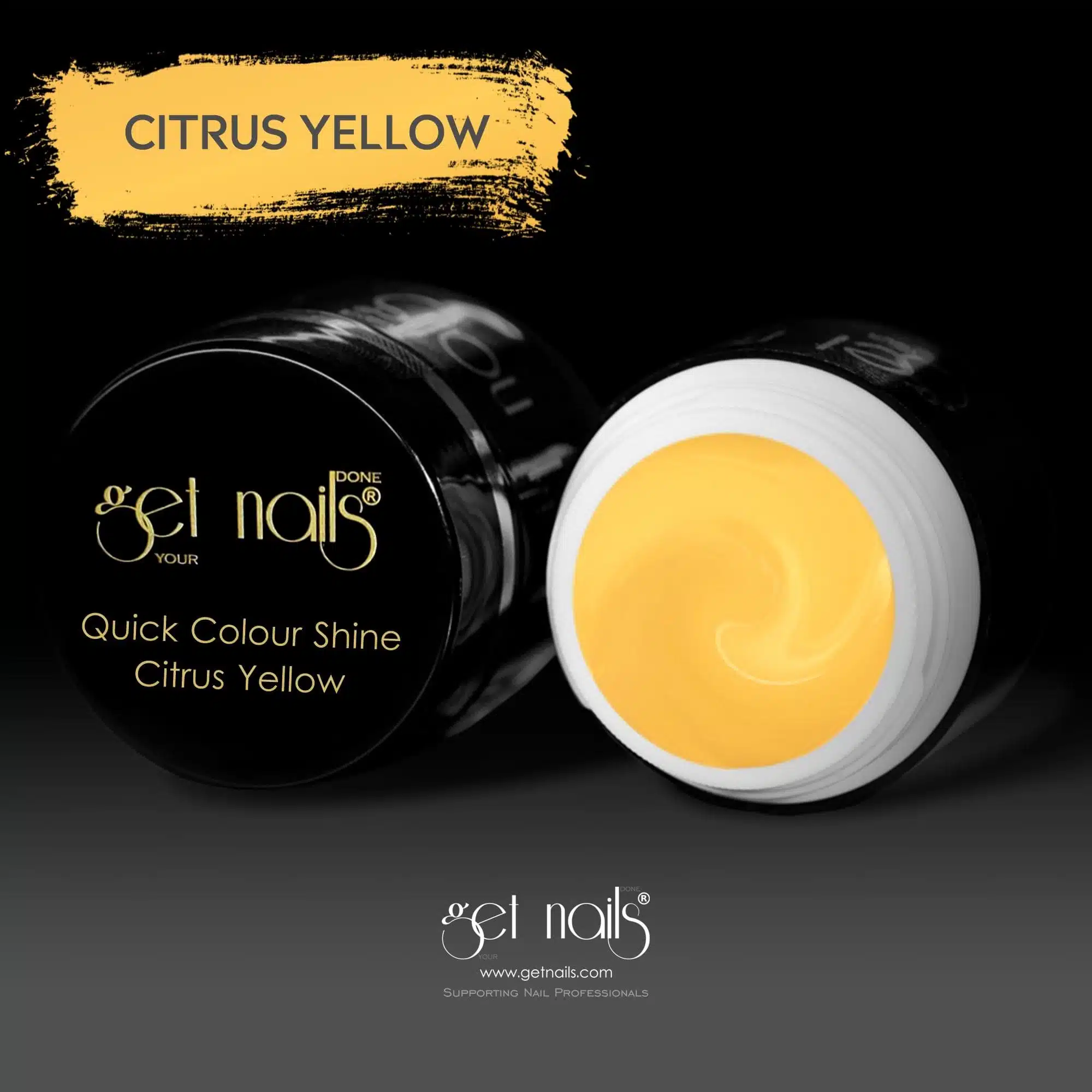 Get Nails Austria - Цветной гель Quick Color Shine Цитрусовый желтый 5г