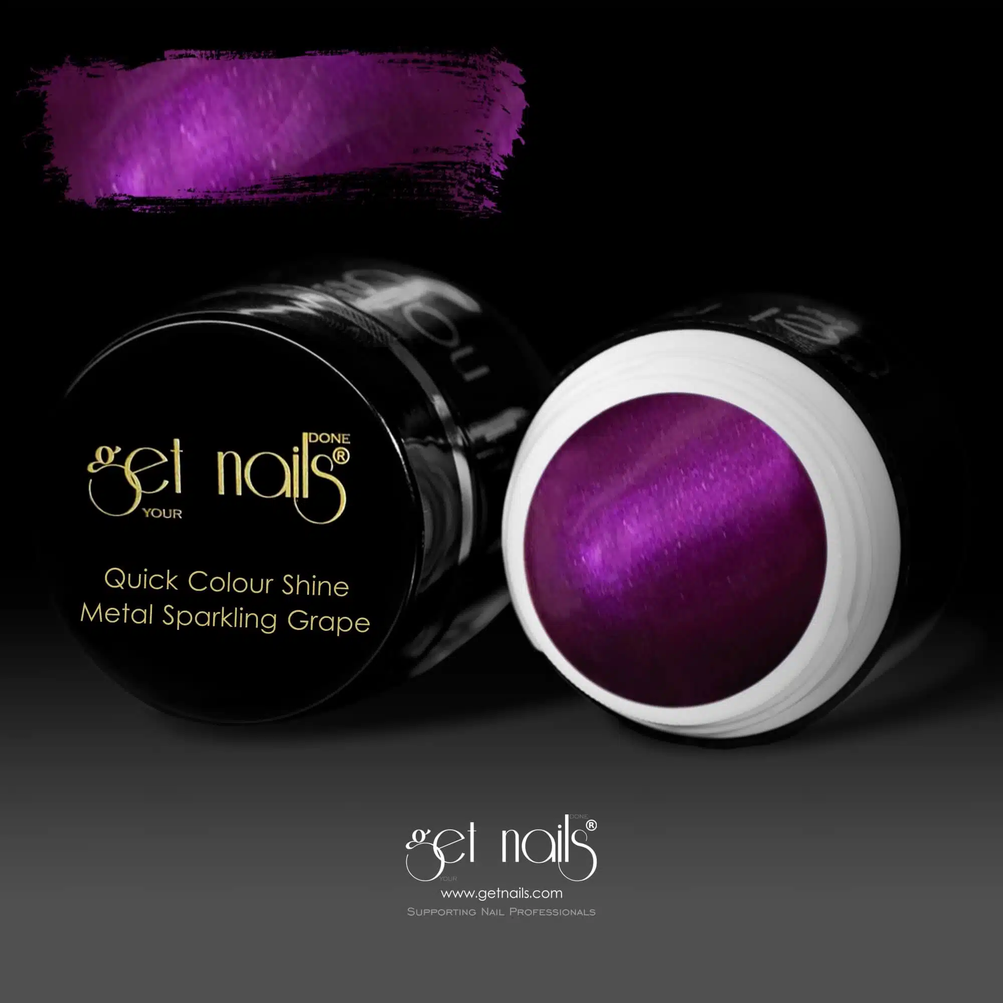 Get Nails Austria - Цветной гель Quick Color Shine Metal Sparkling Grape 5g