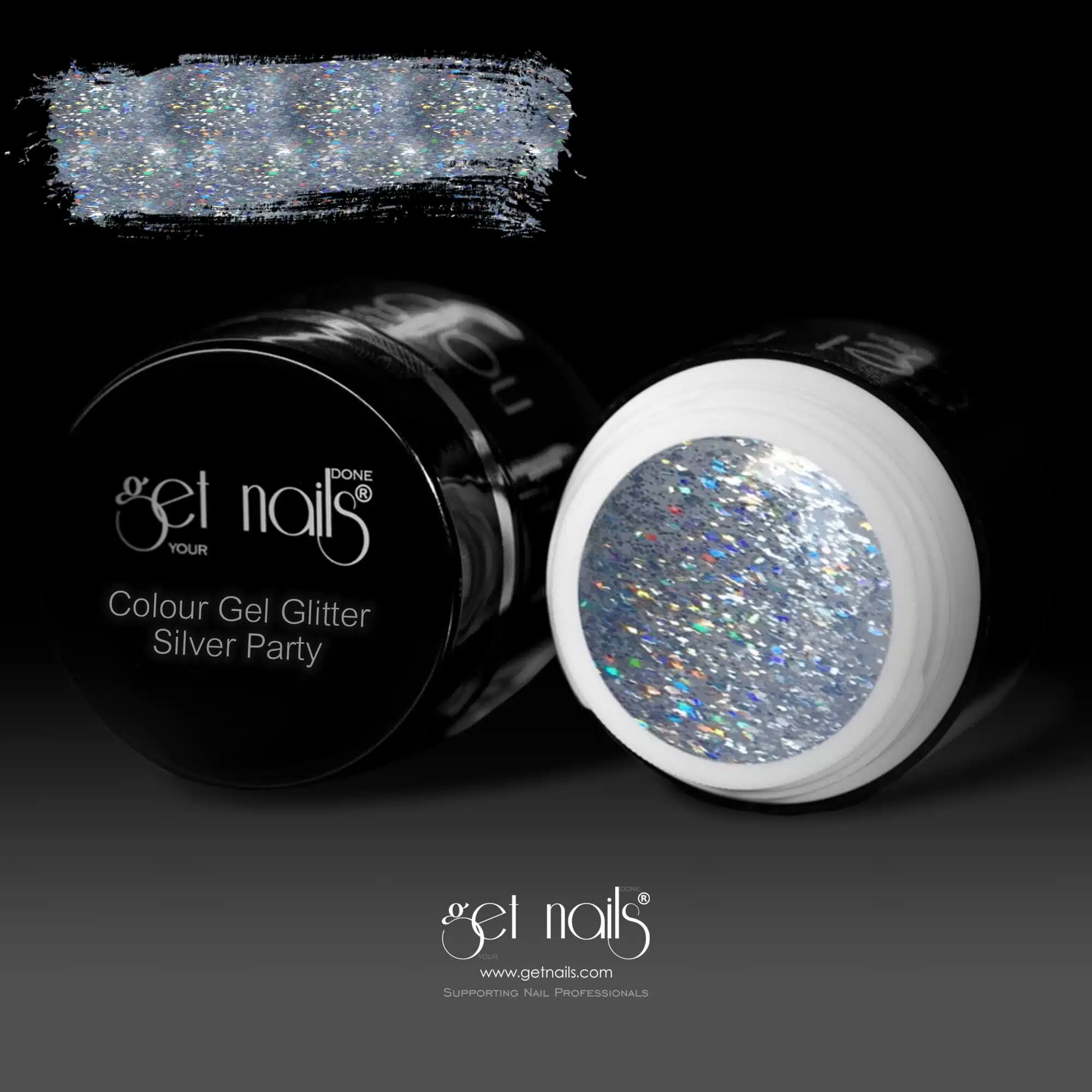 Get Nails Austria - Цветной гель Glitter Silver Party 5g