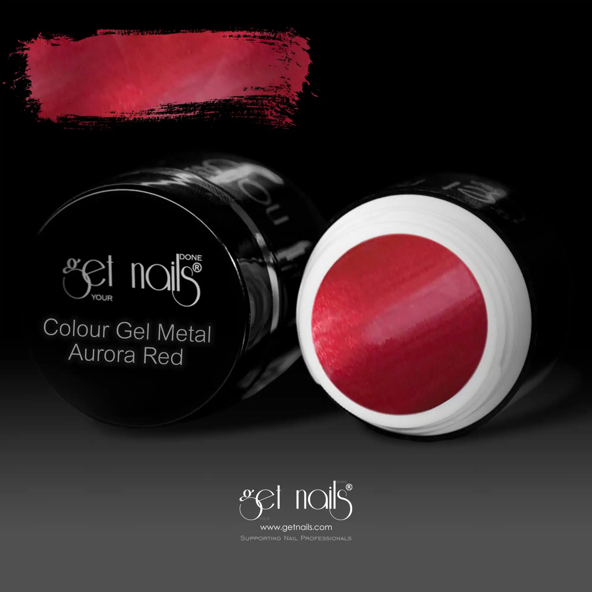 Get Nails Austria - Цветной гель металлик Аврора красный 5г