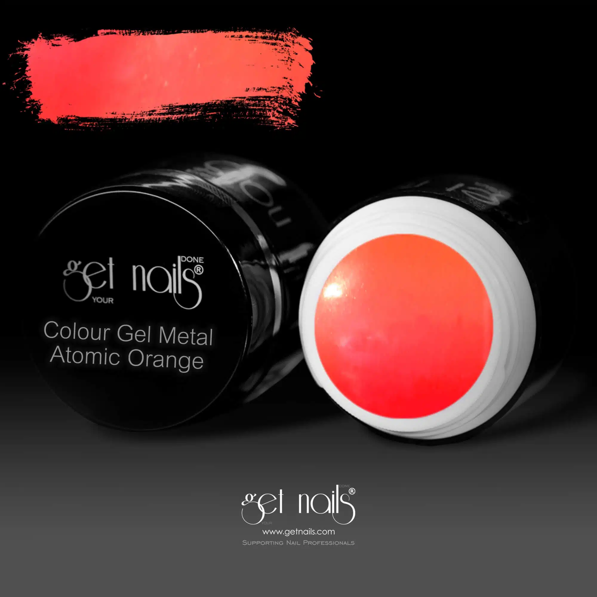 Get Nails Austria - Цветной гель металлик Атомный Оранжевый 5г