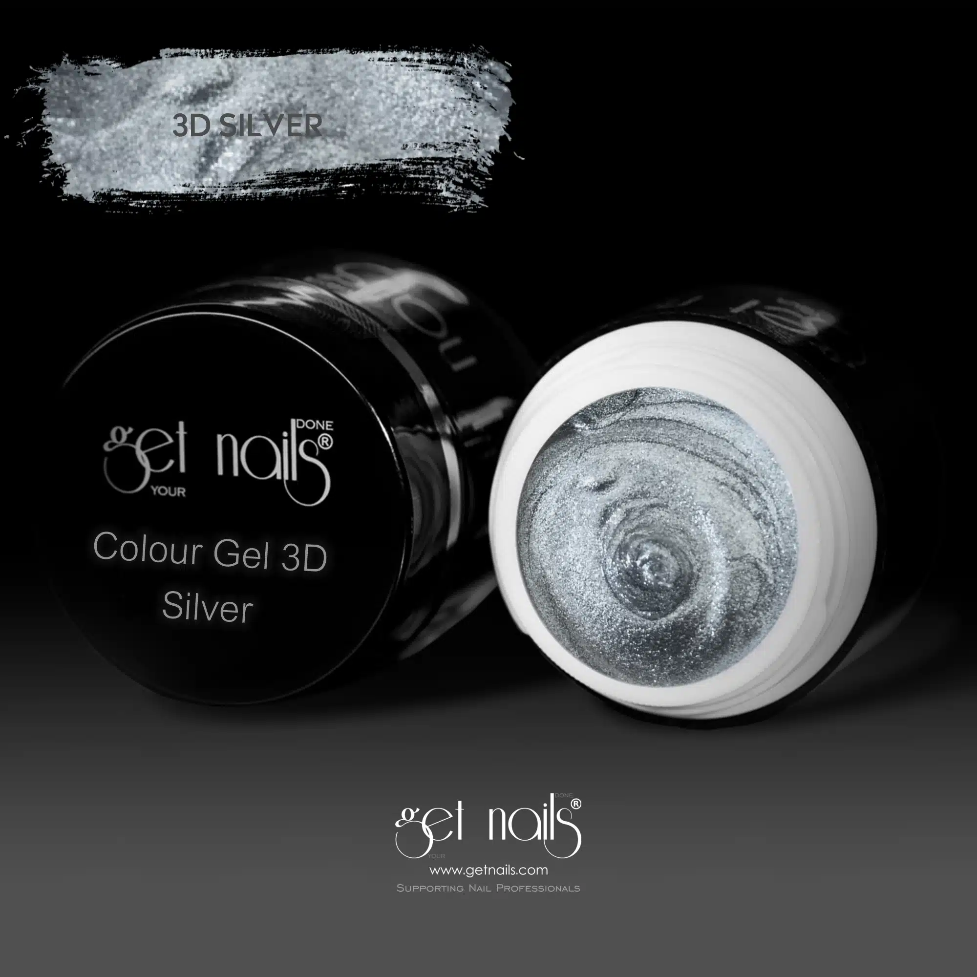 Get Nails Austria - Цветной гель 3D Silver 5g