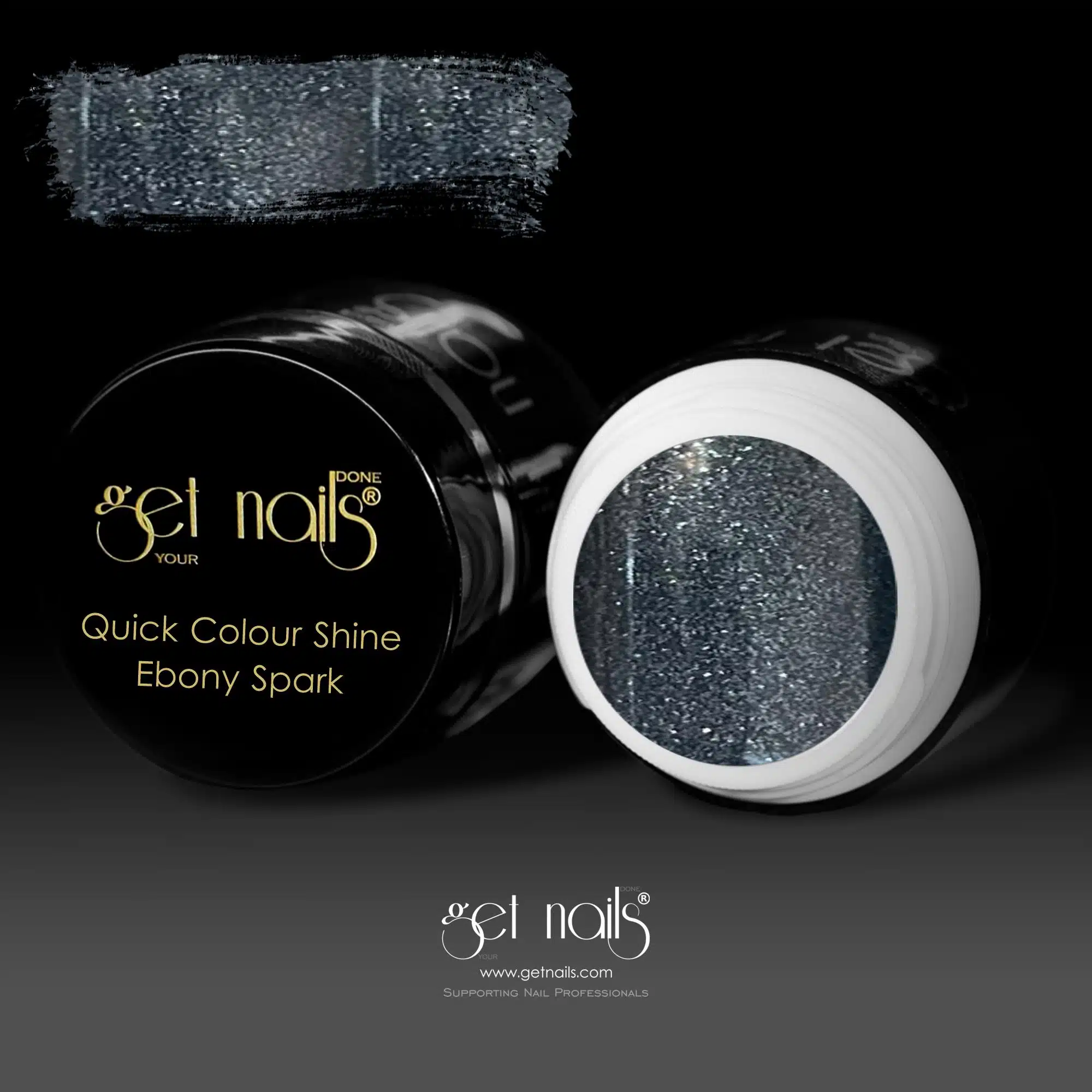 Get Nails Austria - Цветной гель Quick Color Shine Ebony Spark 5г