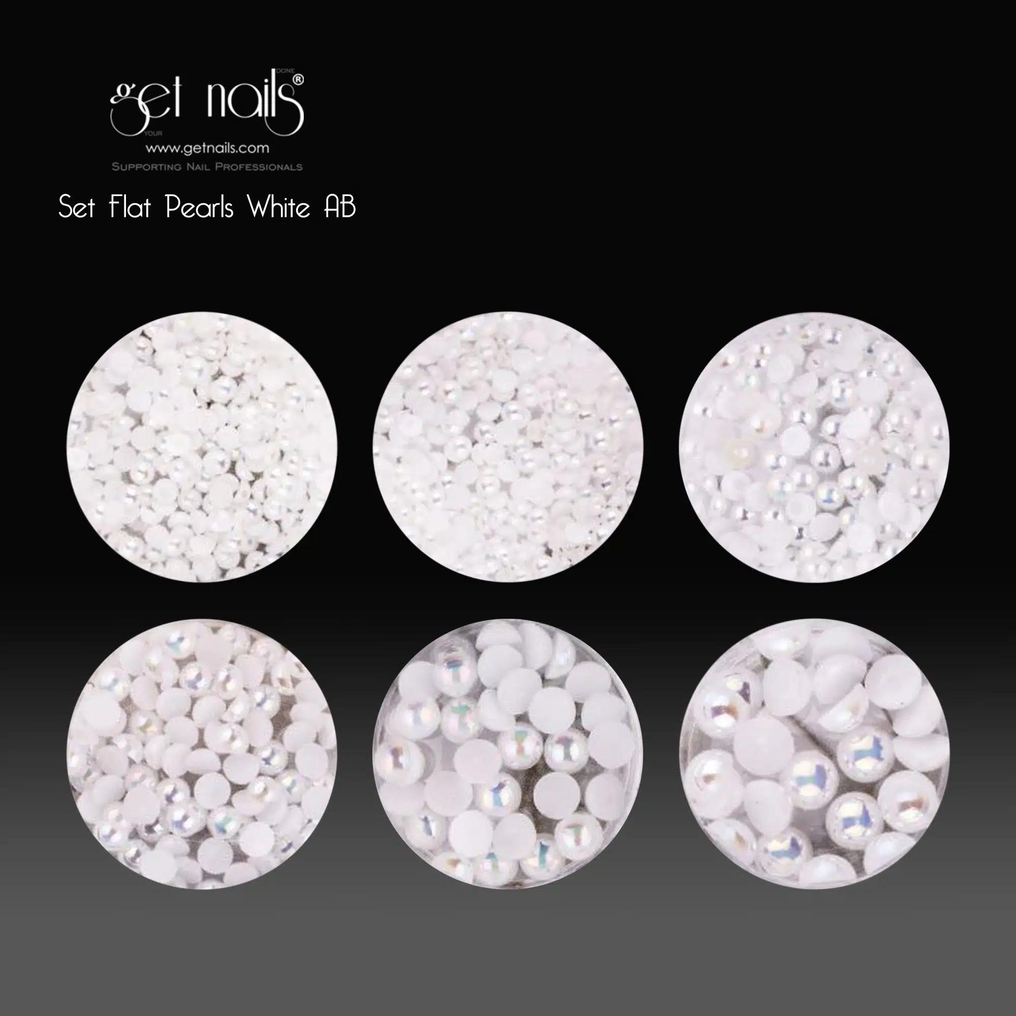 Get Nails Austria - Set Flat Pearls White AB