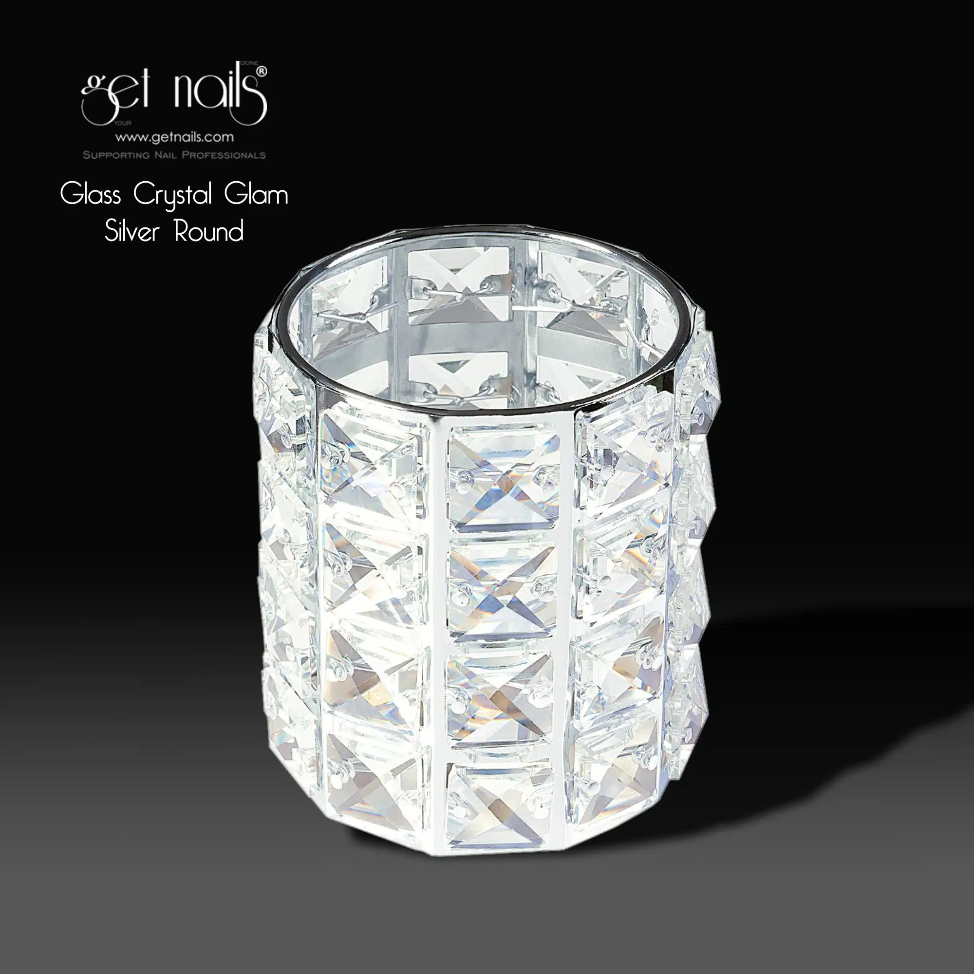 Get Nails Austria - Sticlă de cristal Sclipitor Argintiu Rotund