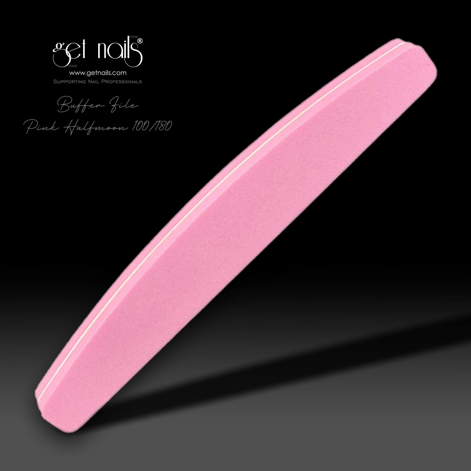 Get Nails Austria - Buffer crescent file pink 100/180